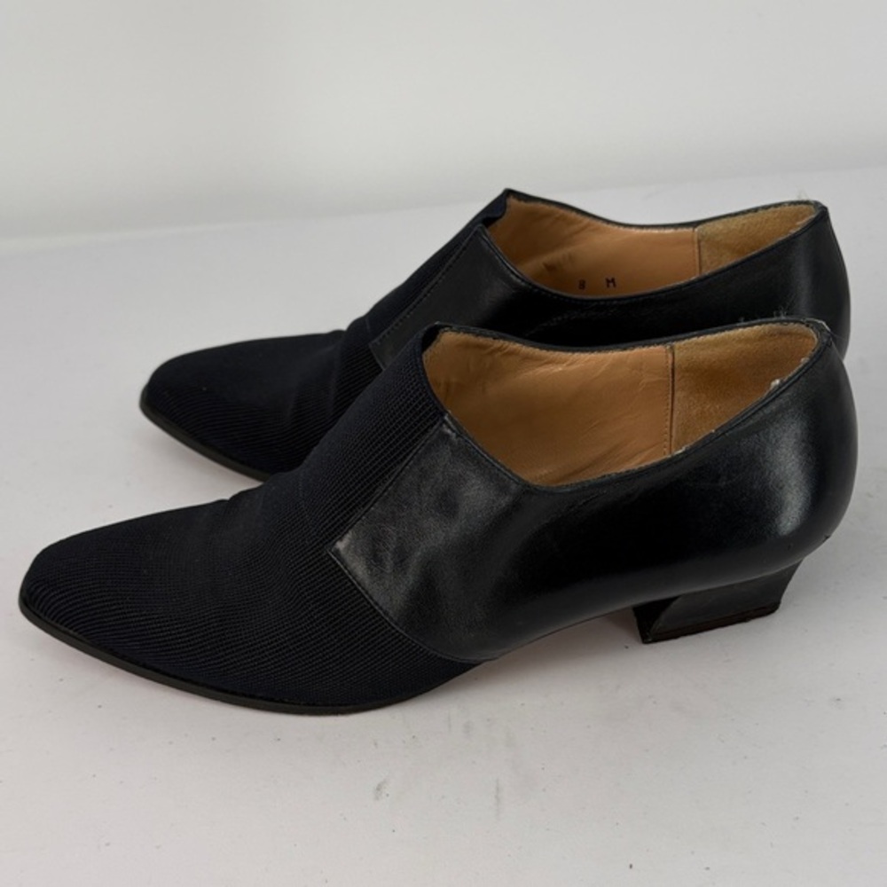 🐳 David Aaron hand made slip on low heel leather knit combo  Heels
